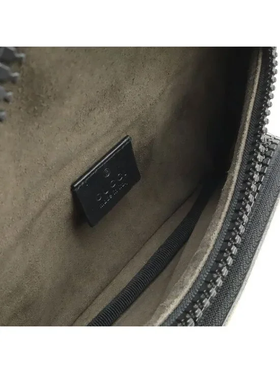 Gucci GG Supreme Belt Bag Waist Pouch Leather Beige Black - Picture 8 of 8